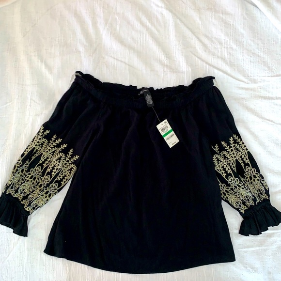INC International Concepts Tops - INC International off the shoulder night-out black top Size L…NWT